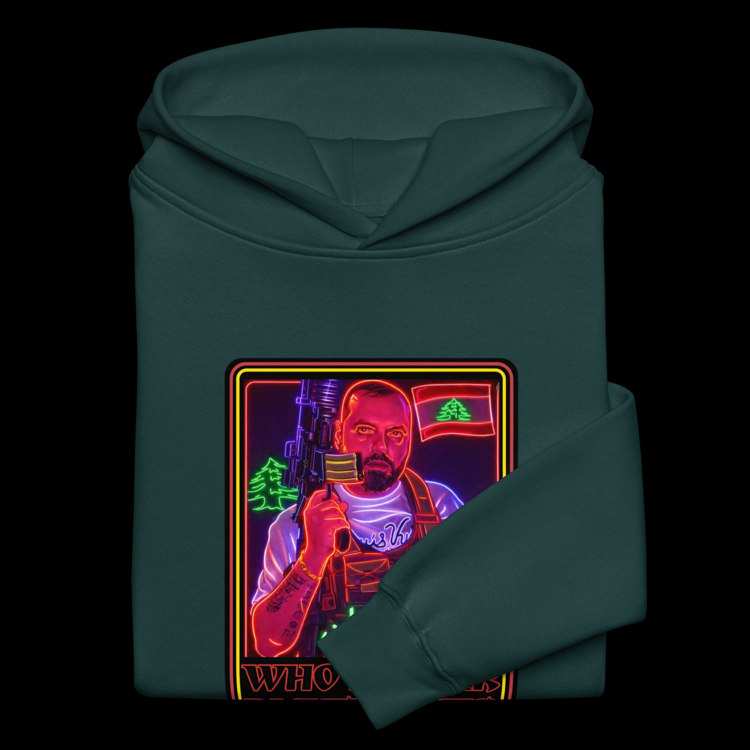 Basket-Daddy Neon Hoodie · Pine Green